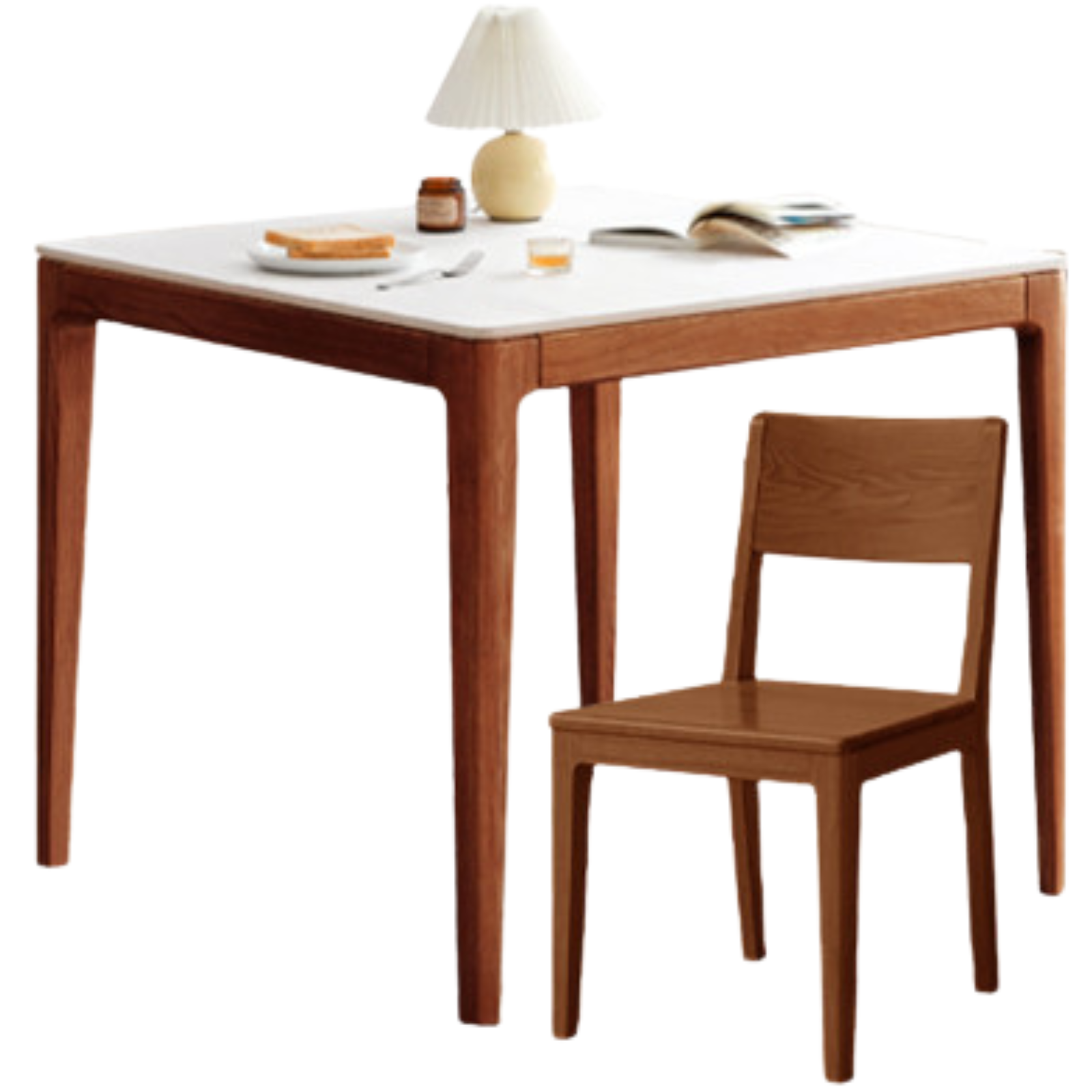 Black Walnut, Oak Solid Wood Modern Rock Board Dining Table