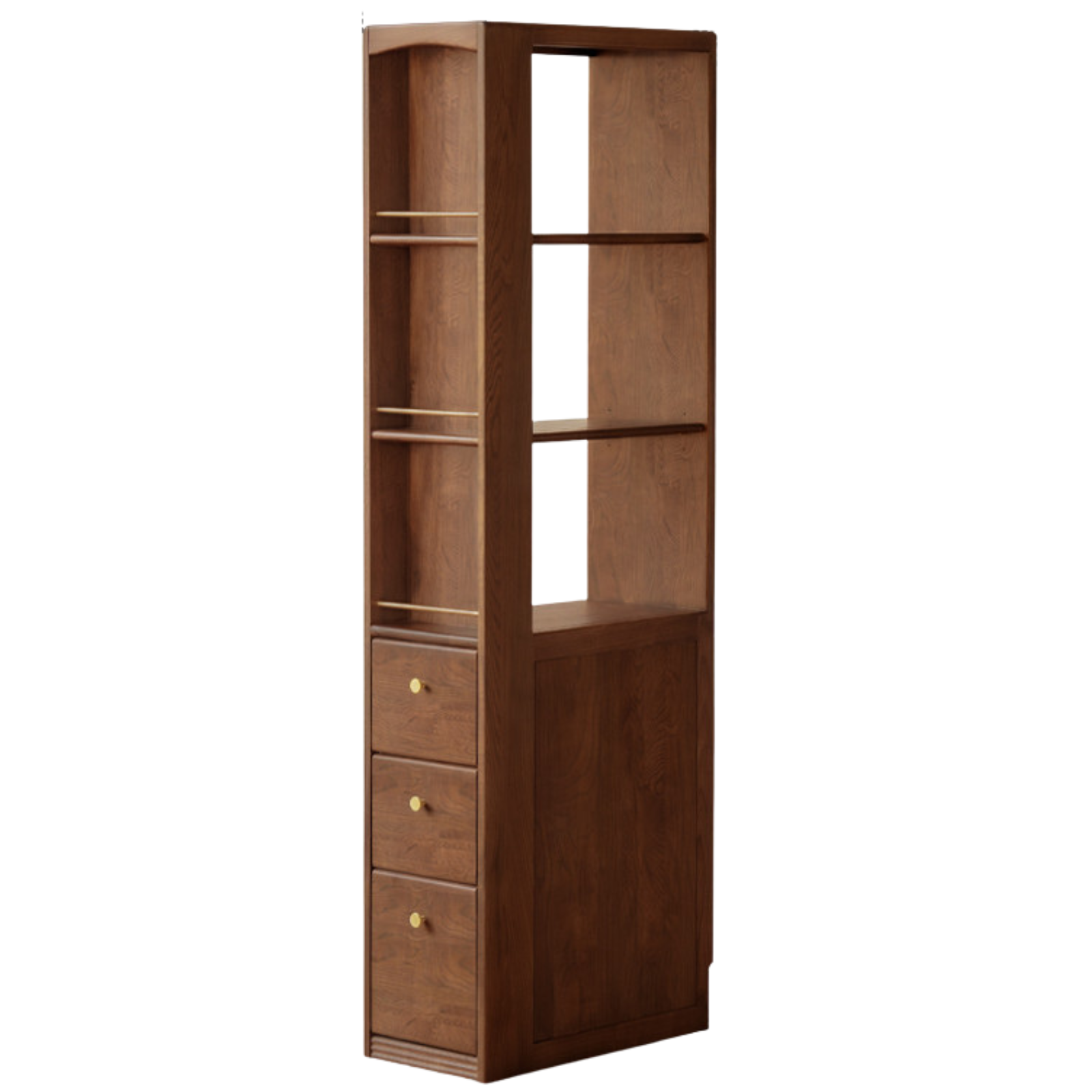 Black Walnut, Oak Solid Wood Narrow Bookcase