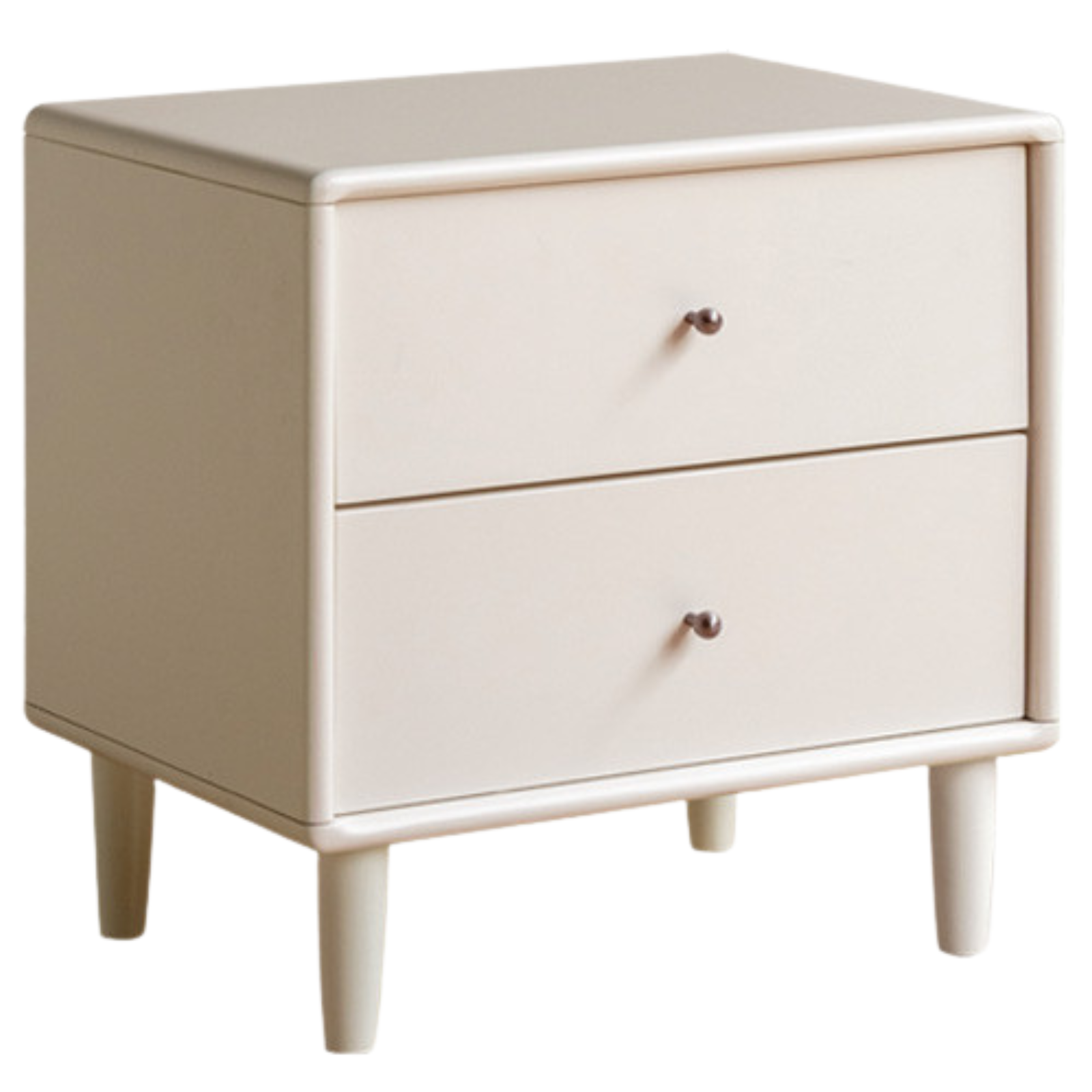 Beech Solid Wood White Cream Style Nightstand