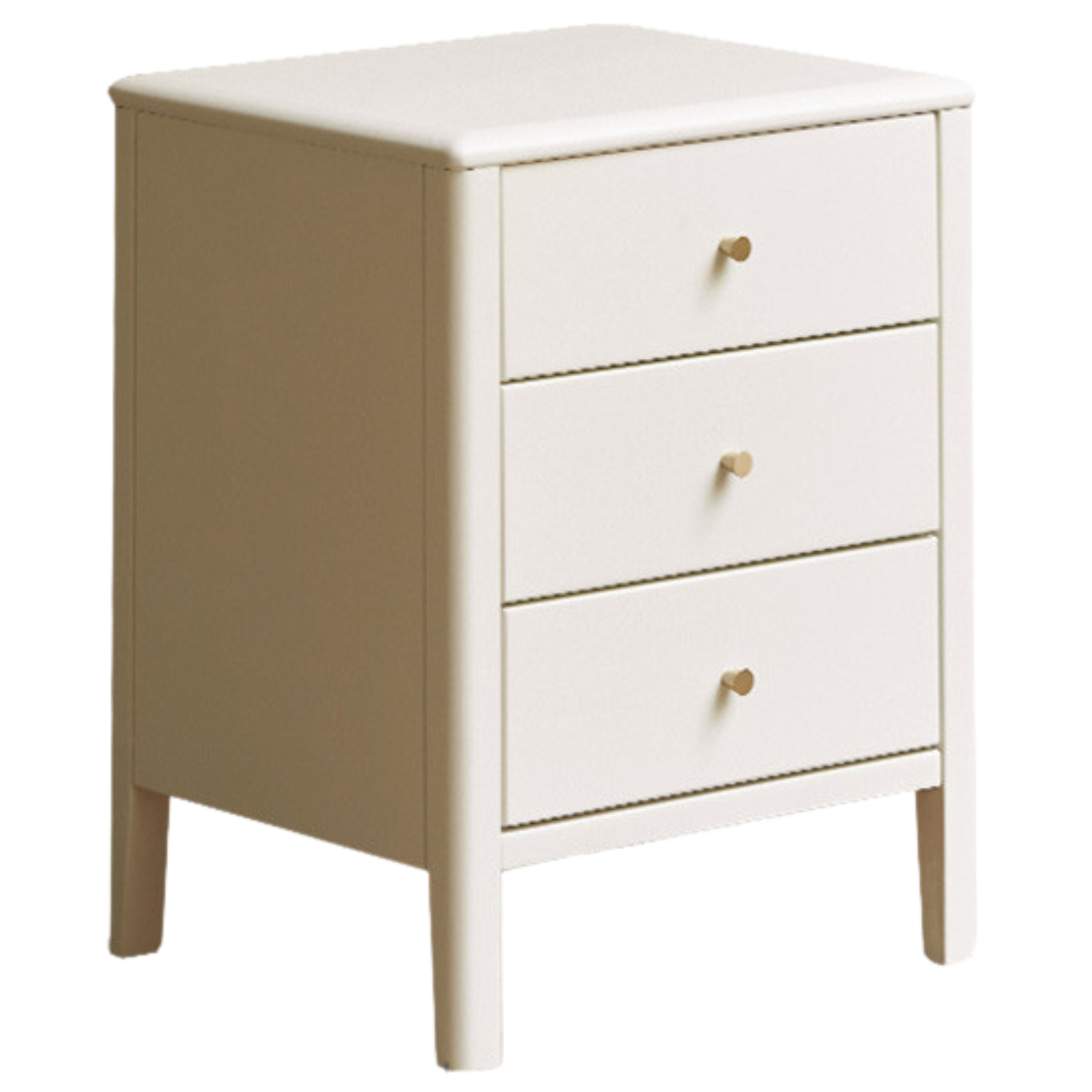 Beech Solid Wood White Cream Style Nightstand