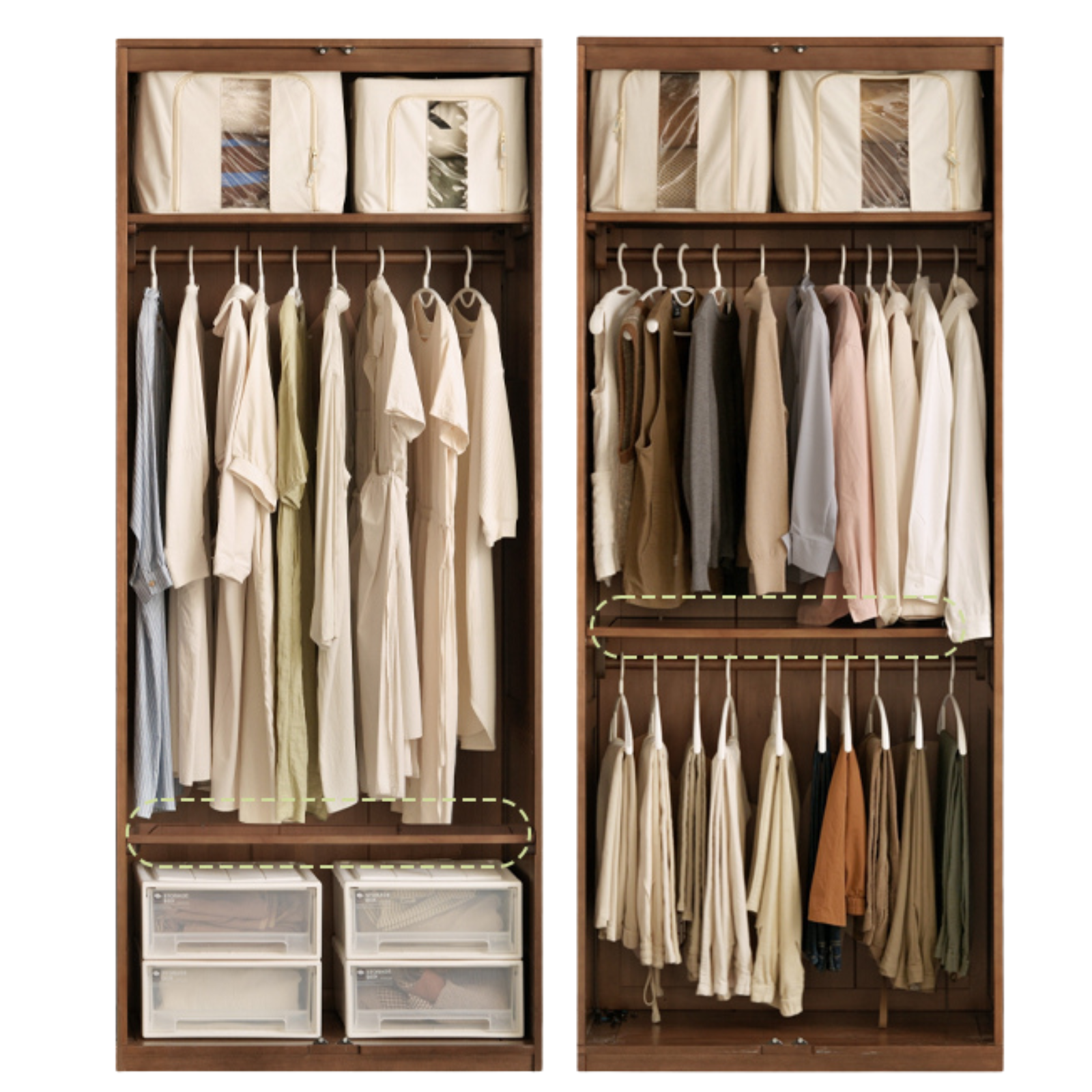 Sandalwood, Black Walnut Solid Wood Modern Double Door Wardrobe