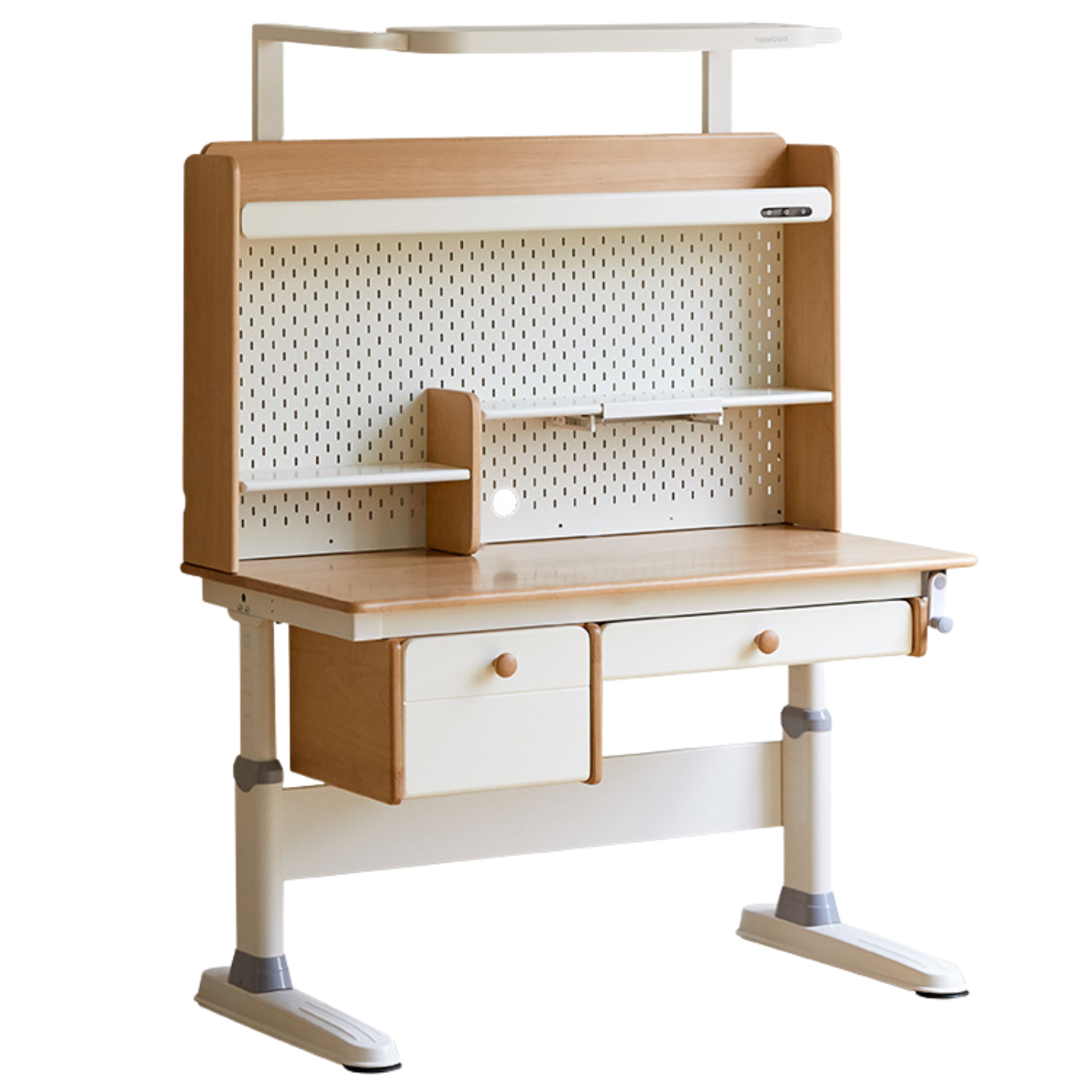 Beech Solid Wood Height Adjustable Children's Learning Desk with Eye-Protection Lamp