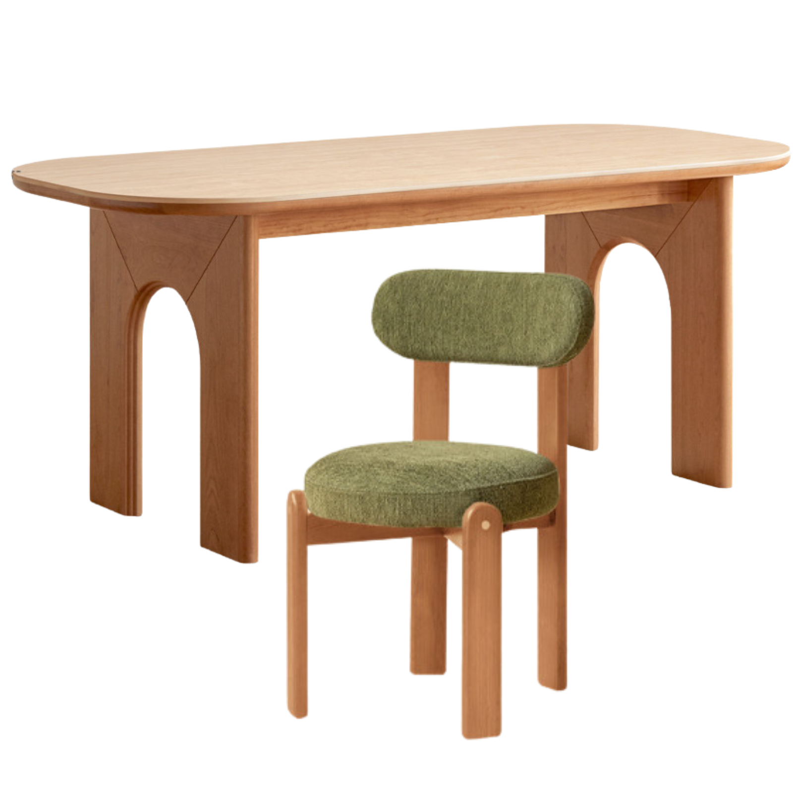 Cherry Solid Wood French Retro Style Slab Dining Table