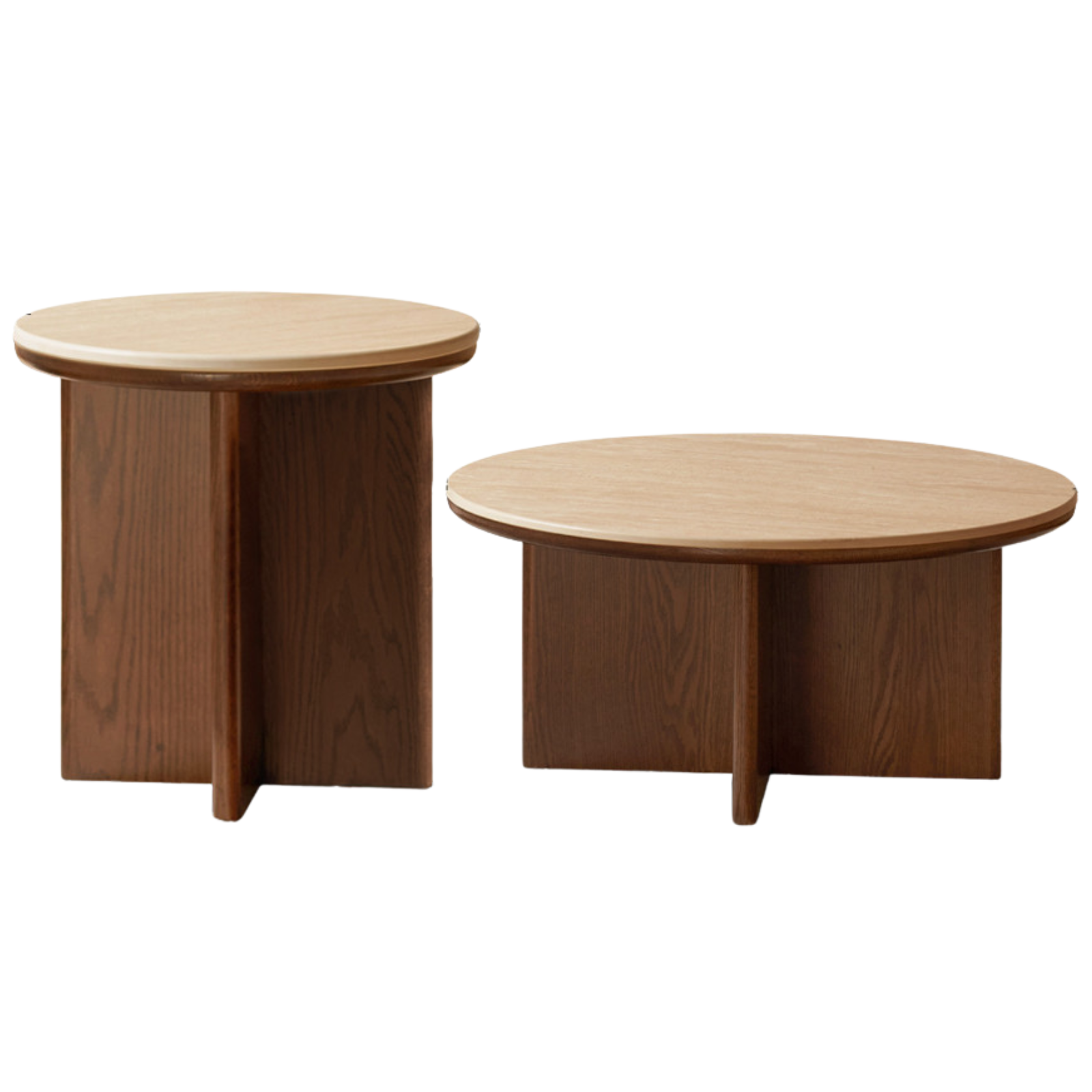 Oak Solid Wood Italian Light Luxury Style Slab Round Table