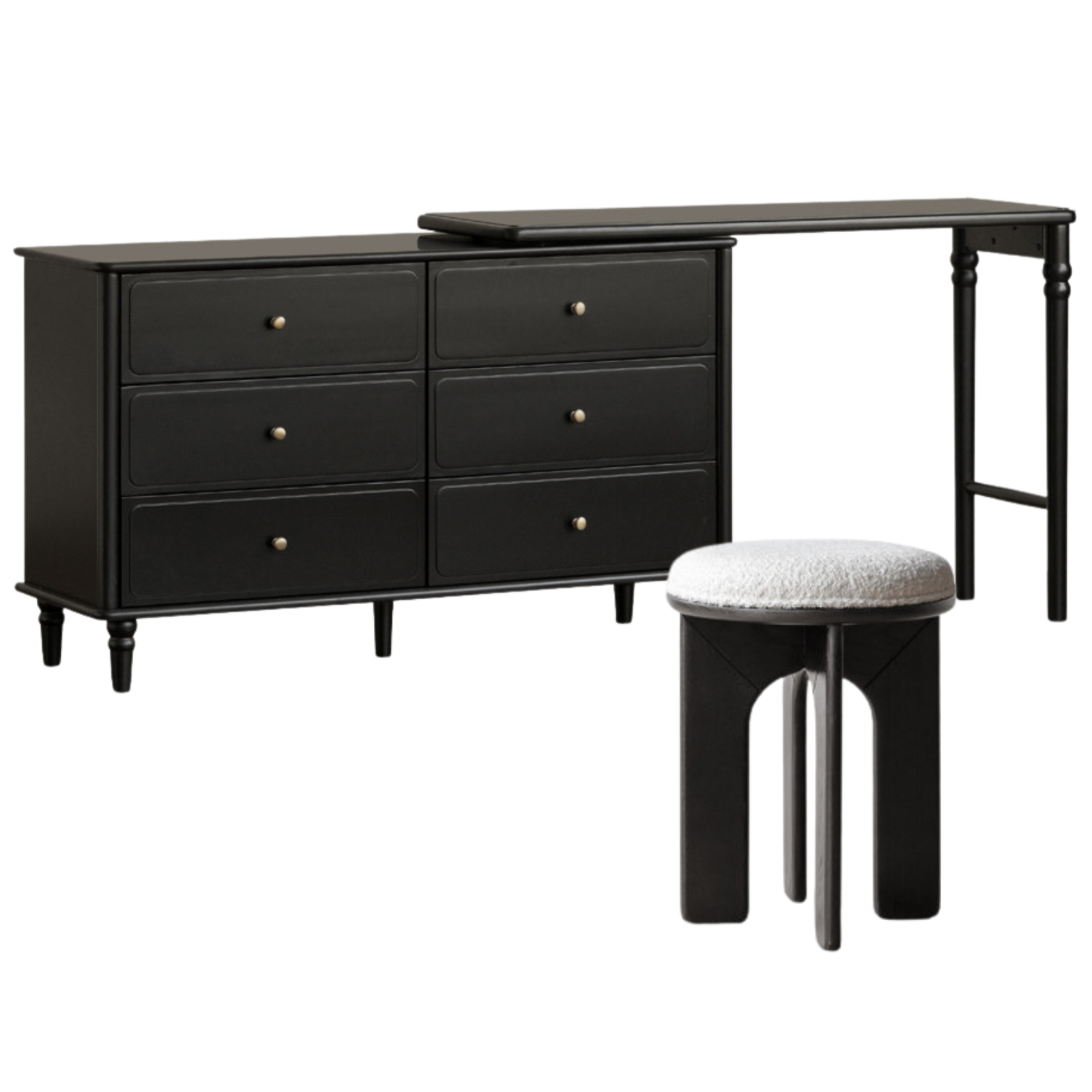 Solid Rubberwood French Retro Makeup Table