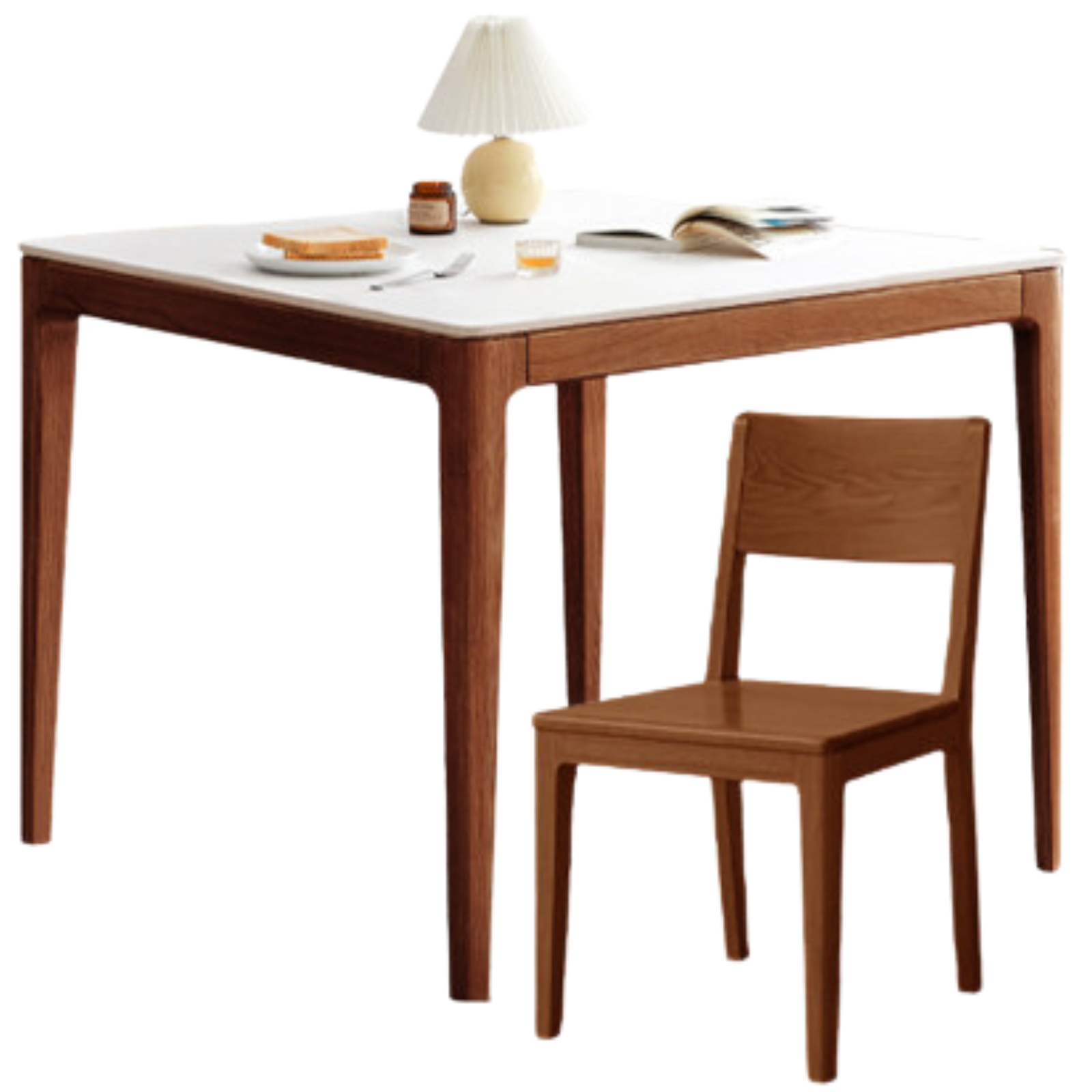 Black Walnut, Oak Solid Wood Modern Rock Board Dining Table