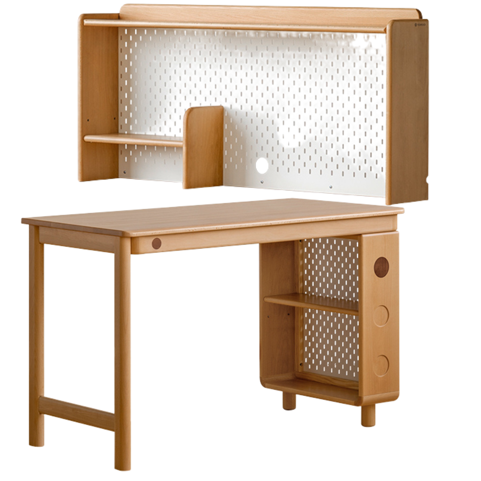 Beech Solid Wood Children's Learning Desk Bookshelf Integrated