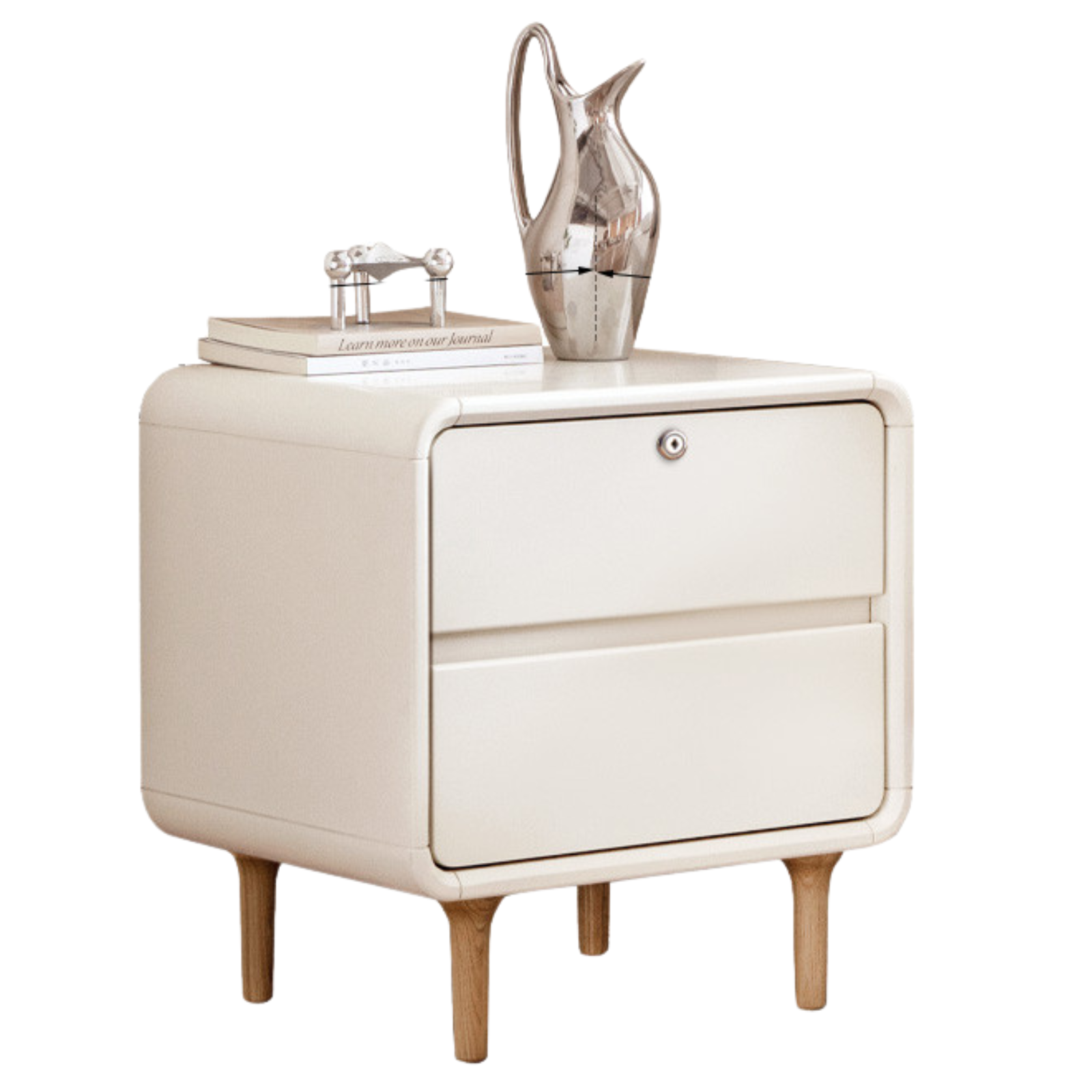 Beech Solid Wood White Cream Style Nightstand