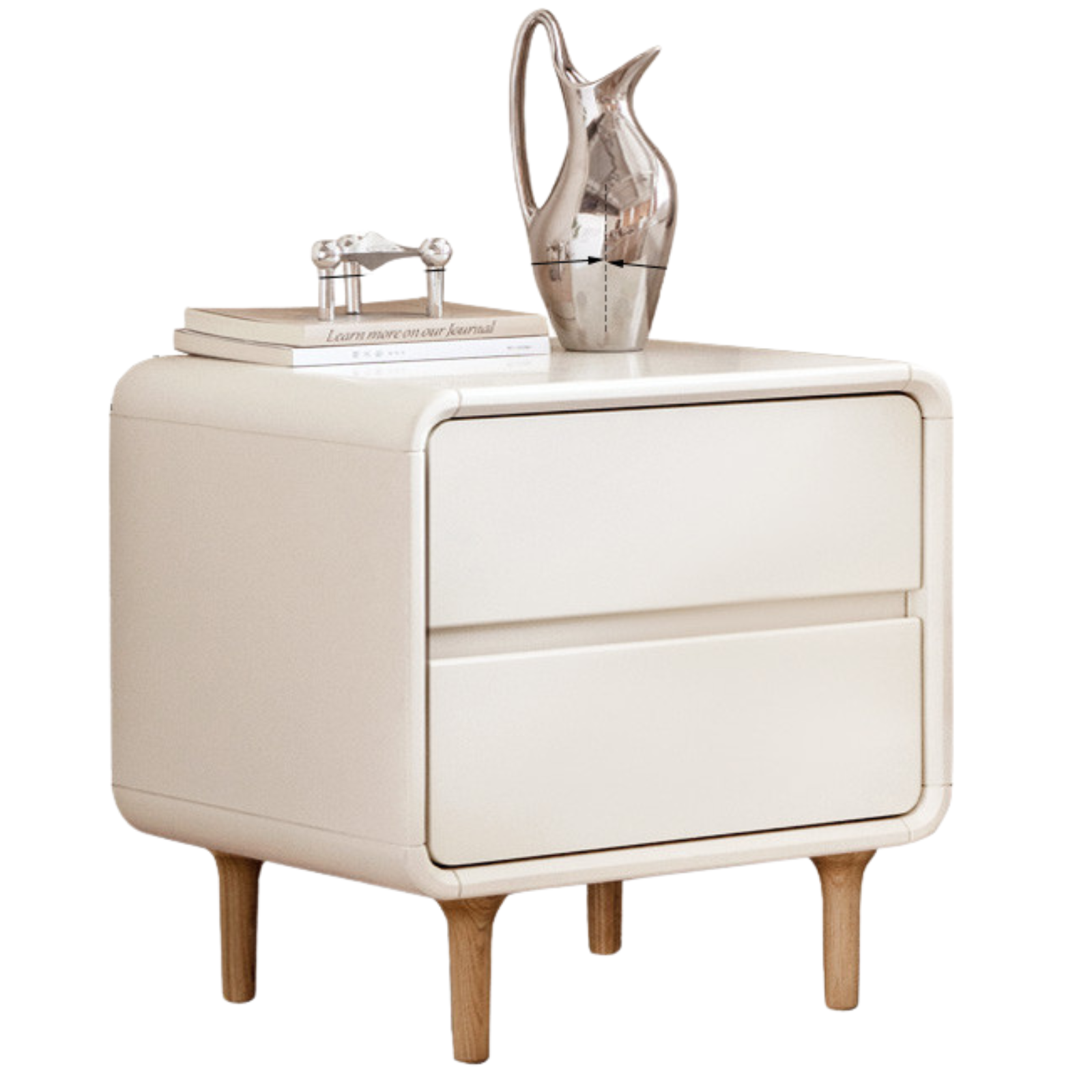 Beech Solid Wood White Cream Style Nightstand