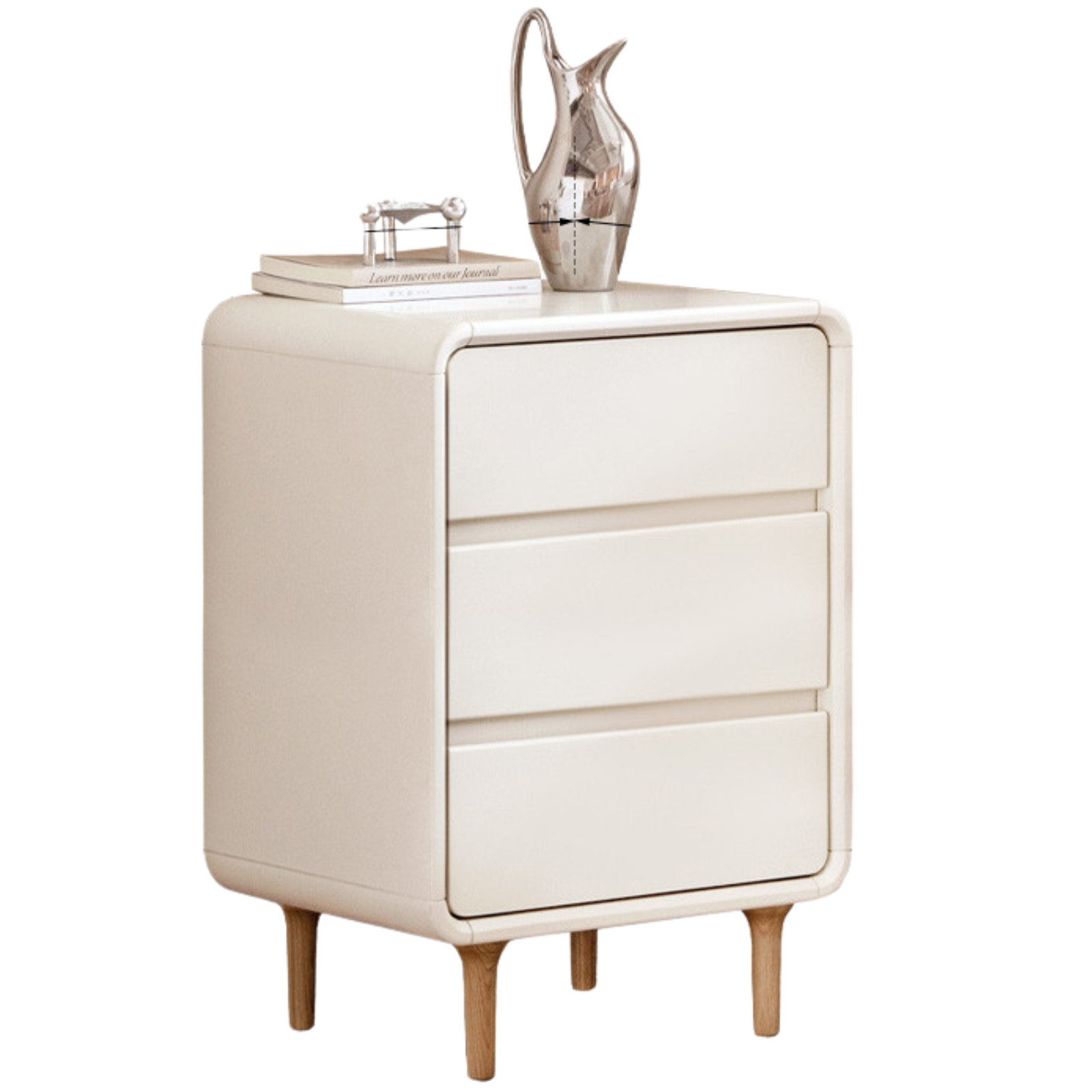Beech Solid Wood White Cream Style Nightstand