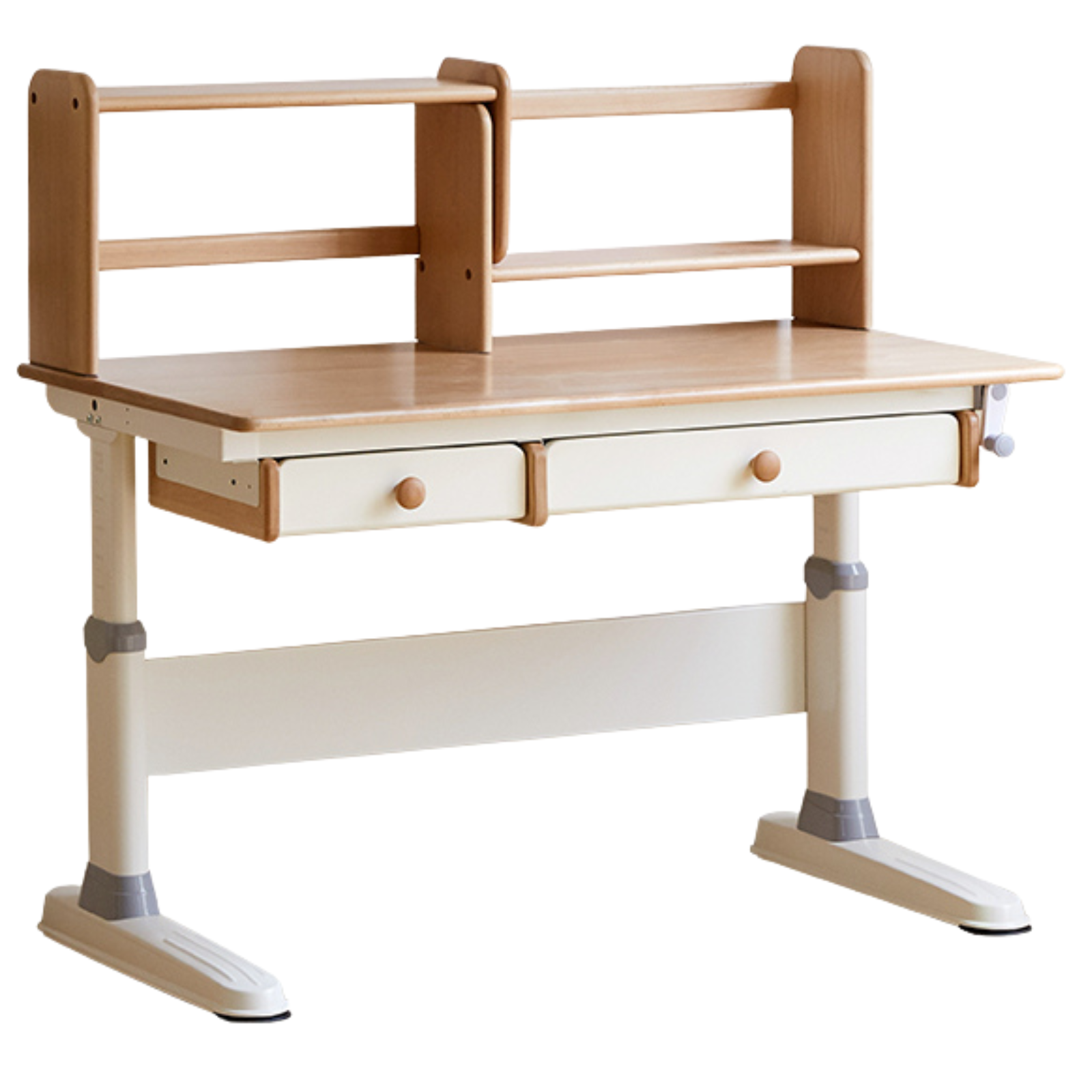 Beech Solid Wood Height Adjustable Children's Learning Desk with Eye-Protection Lamp