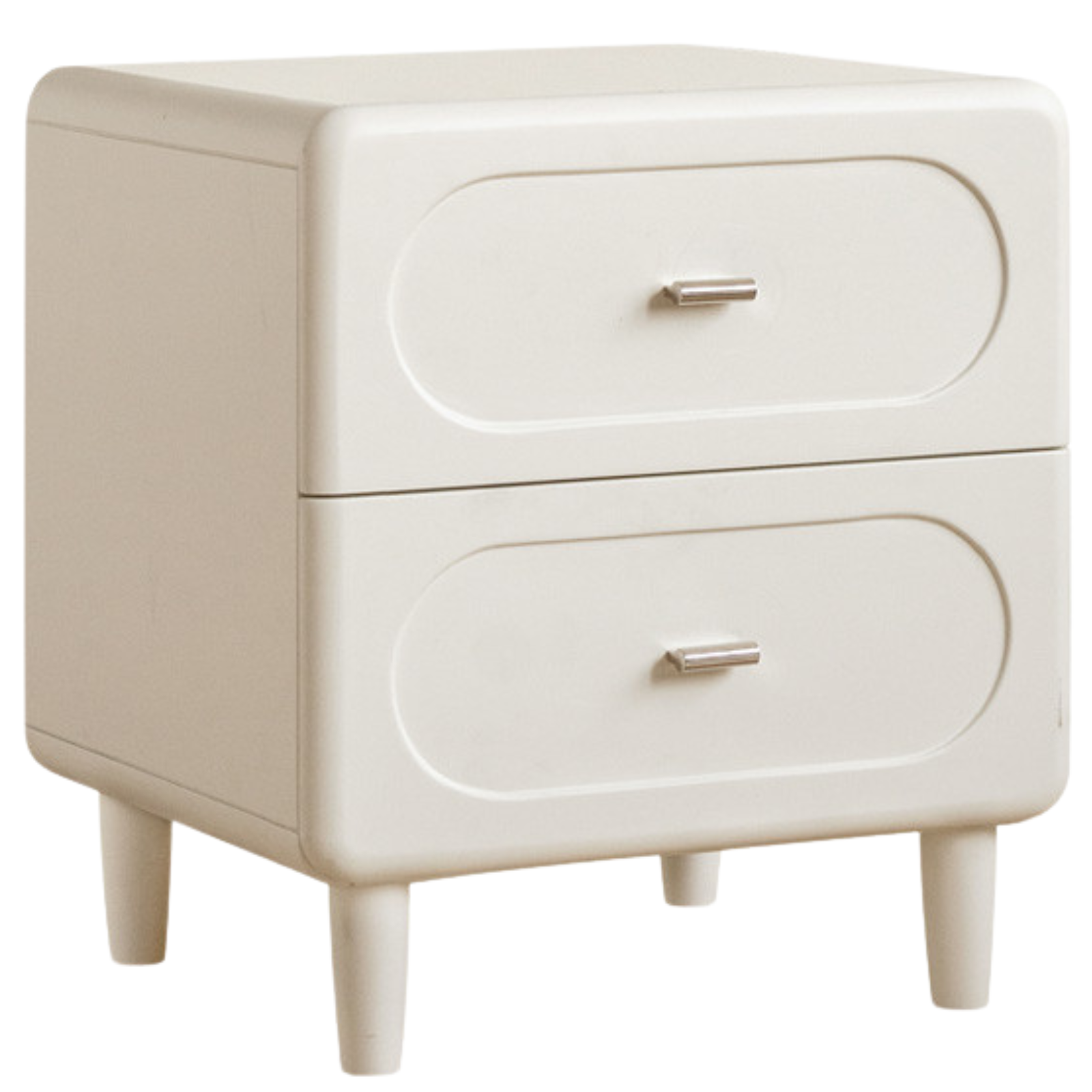 Beech Solid Wood White Cream Style Nightstand