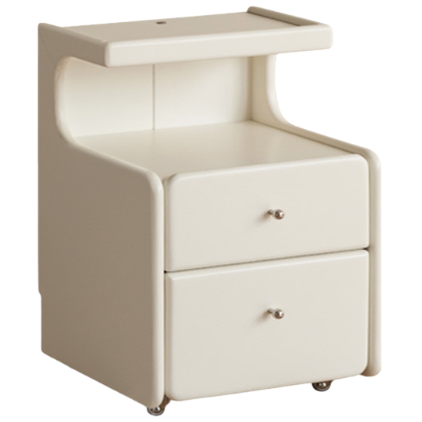 Beech Solid Wood White Cream Style Nightstand
