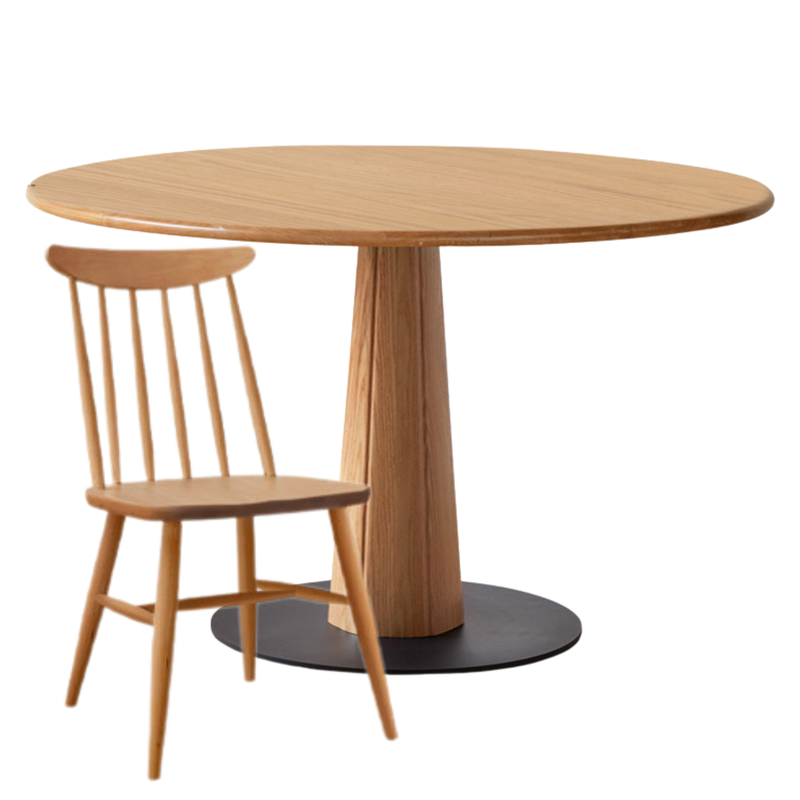 Oak Solid Wood Slab Round Dining Table