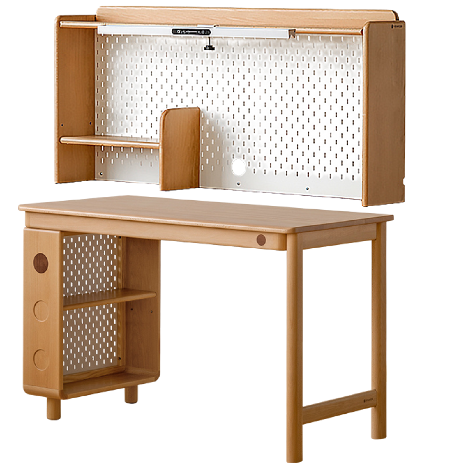 Beech Solid Wood Children's Learning Desk Bookshelf Integrated