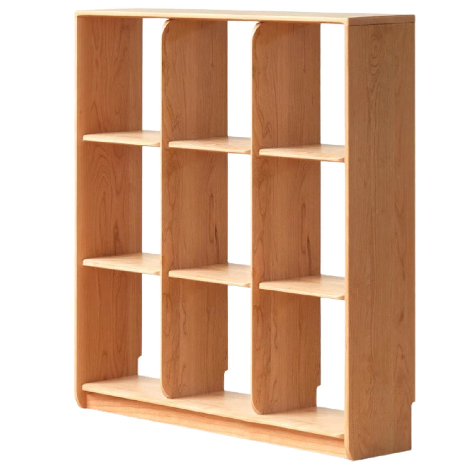 Cherry Solid Wood Freely Combinable Bookshelf with Floor-Standing Grid Design