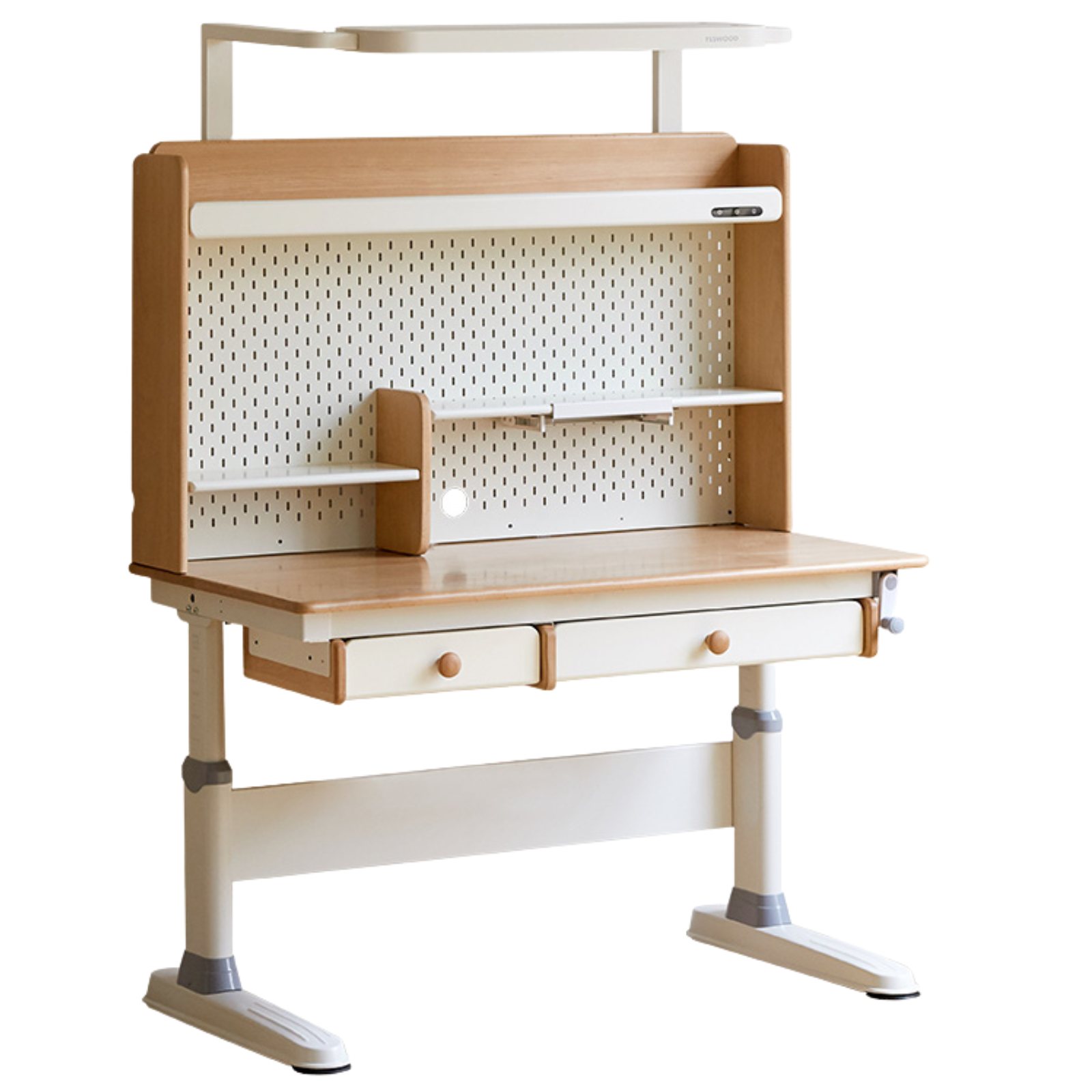 Beech Solid Wood Height Adjustable Children's Learning Desk with Eye-Protection Lamp