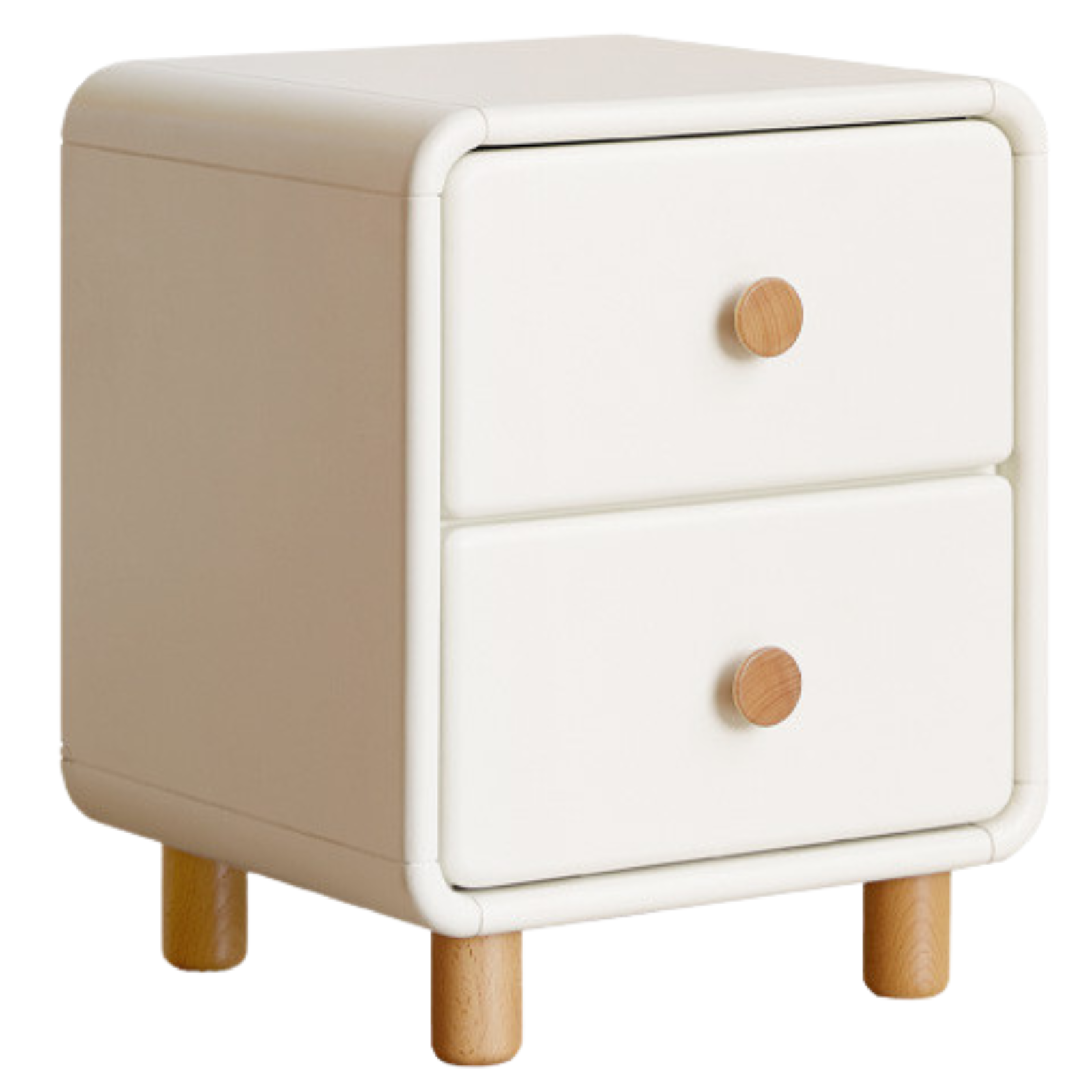 Beech Solid Wood White Cream Style Nightstand