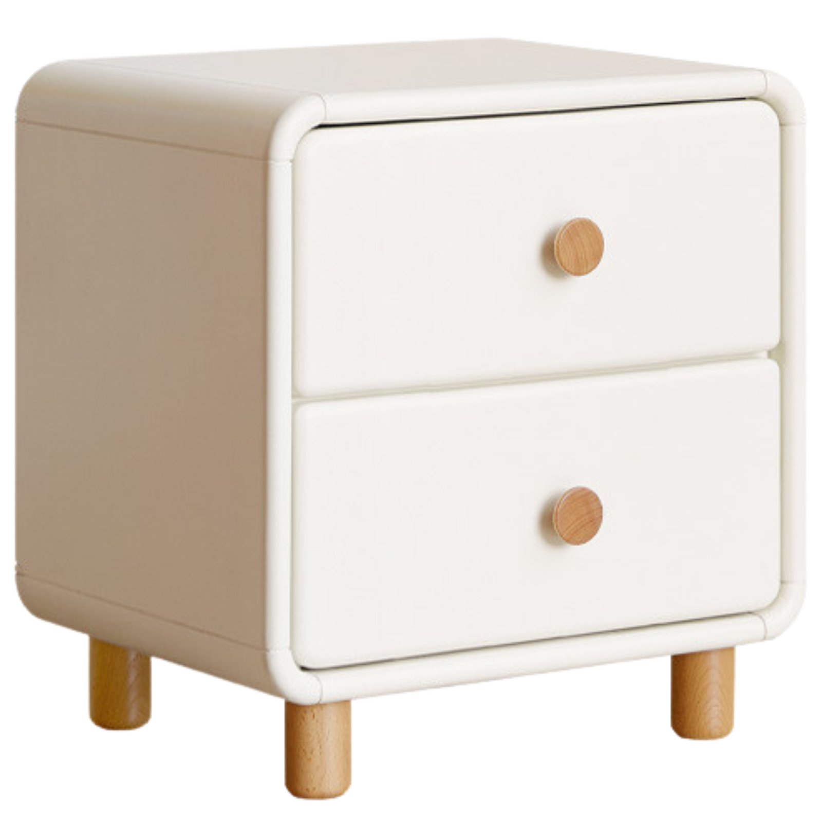 Beech Solid Wood White Cream Style Nightstand