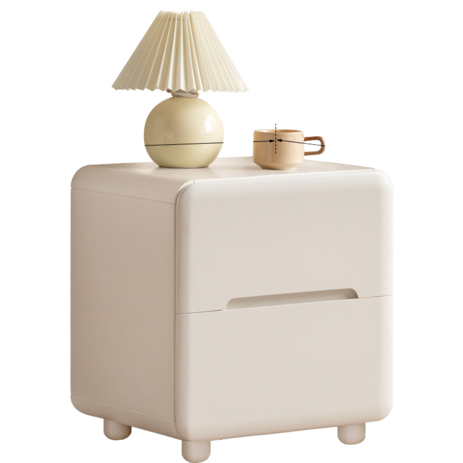 Beech Solid Wood White Cream Style Nightstand