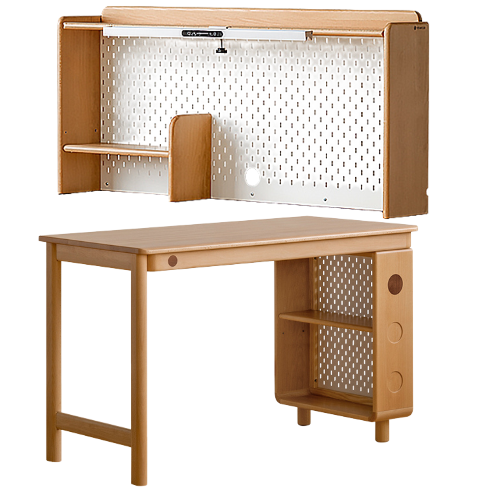 Beech Solid Wood Children's Learning Desk Bookshelf Integrated