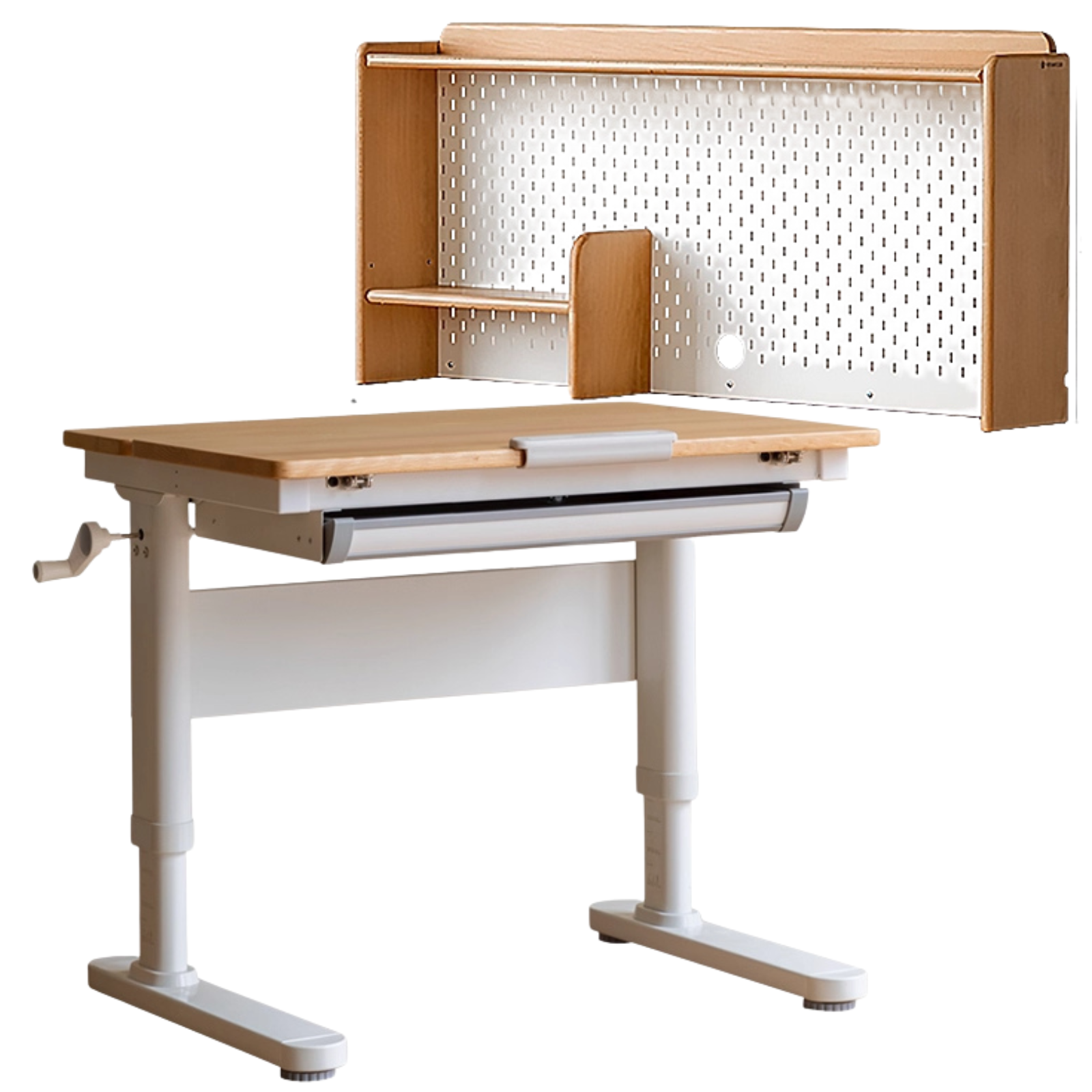 Solid Rubberwood, Beech Solid Wood Cream Style Kids Learning Desk