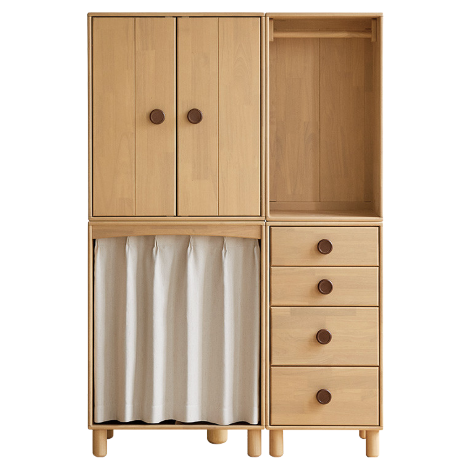Solid Rubberwood Children's Wardrobe