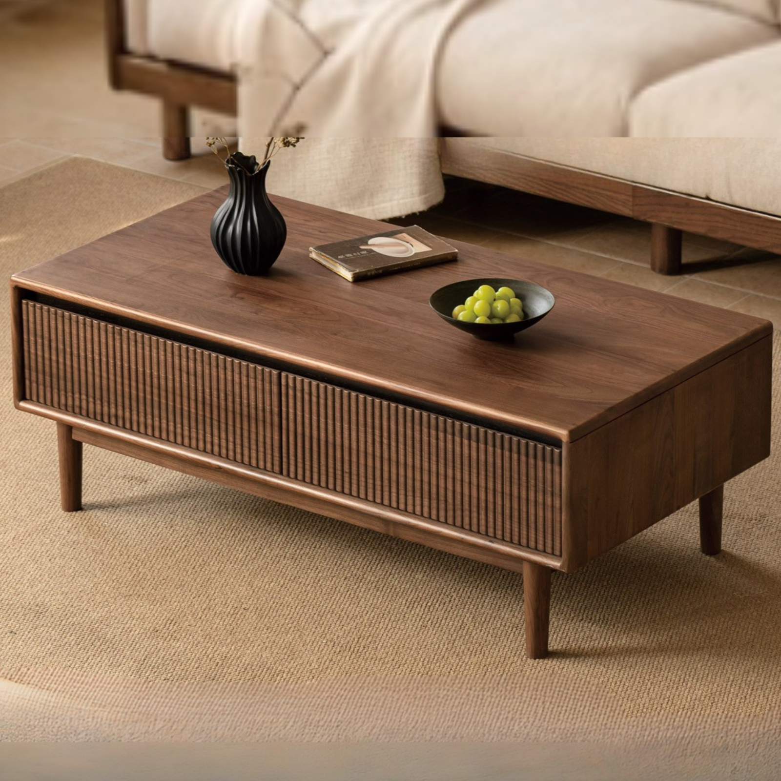 Black Walnut Solid Wood, Solid Longan Hardwood Italian Light Luxury Co