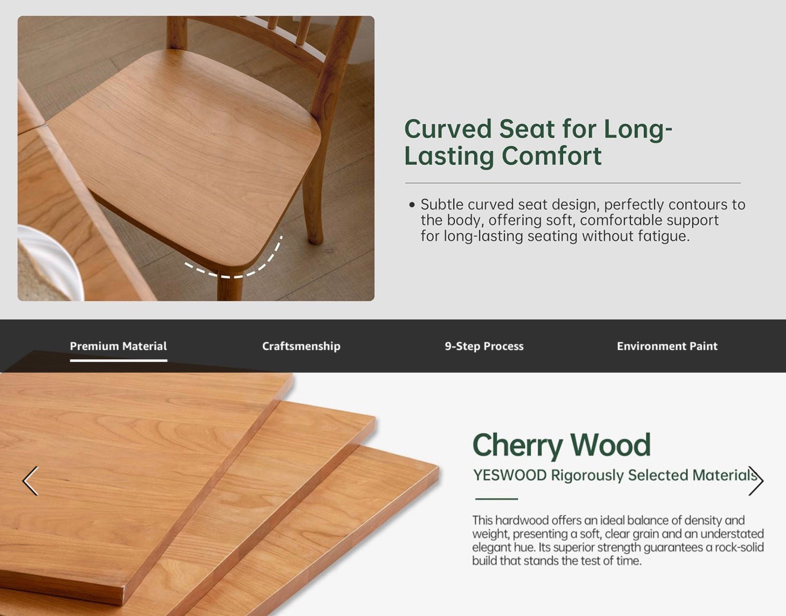 Cherry Solid Wood Spindle Back Dining Chair with Saddle Seat