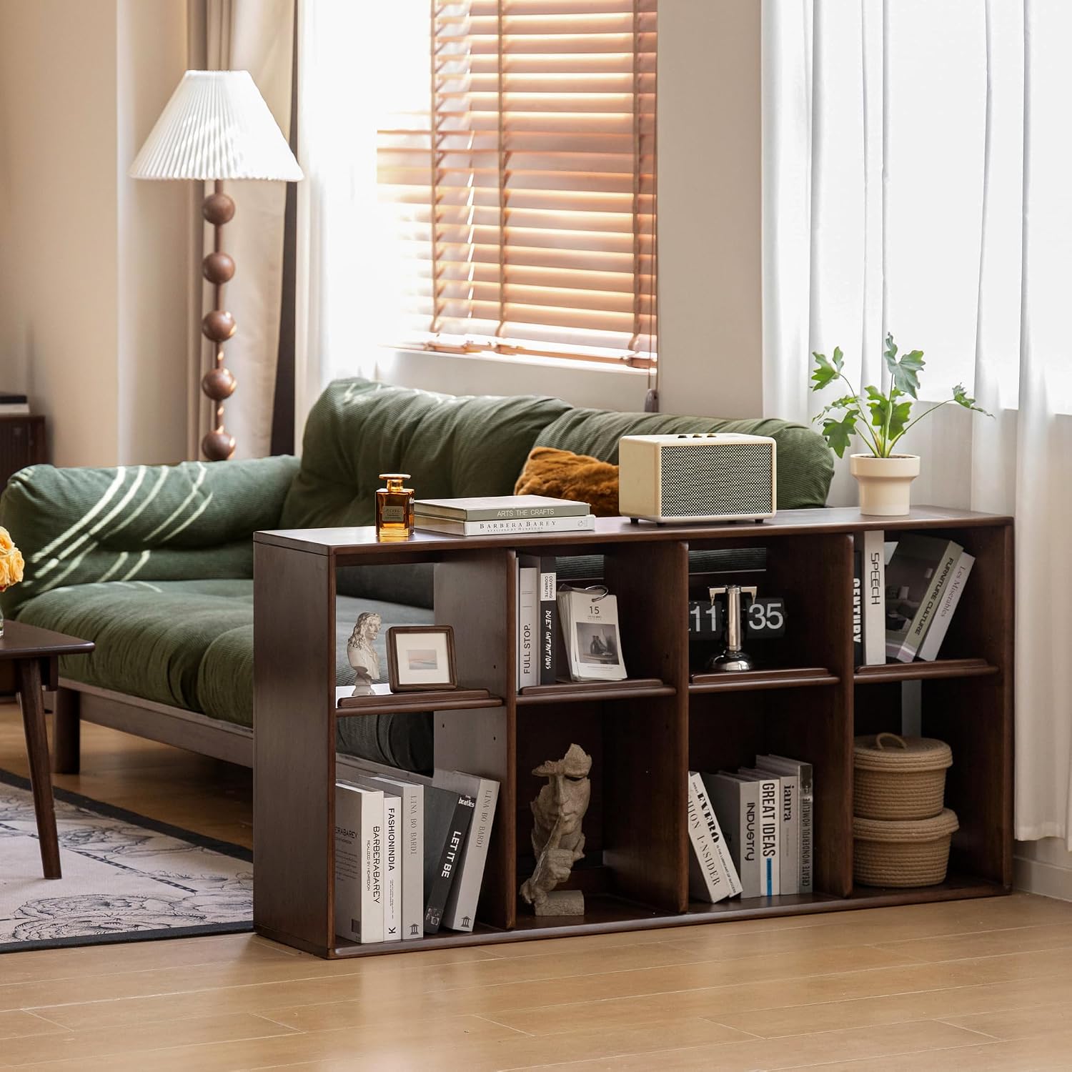 Rubberwood Solid Wood Modular Bookcase and TV Stand Combo