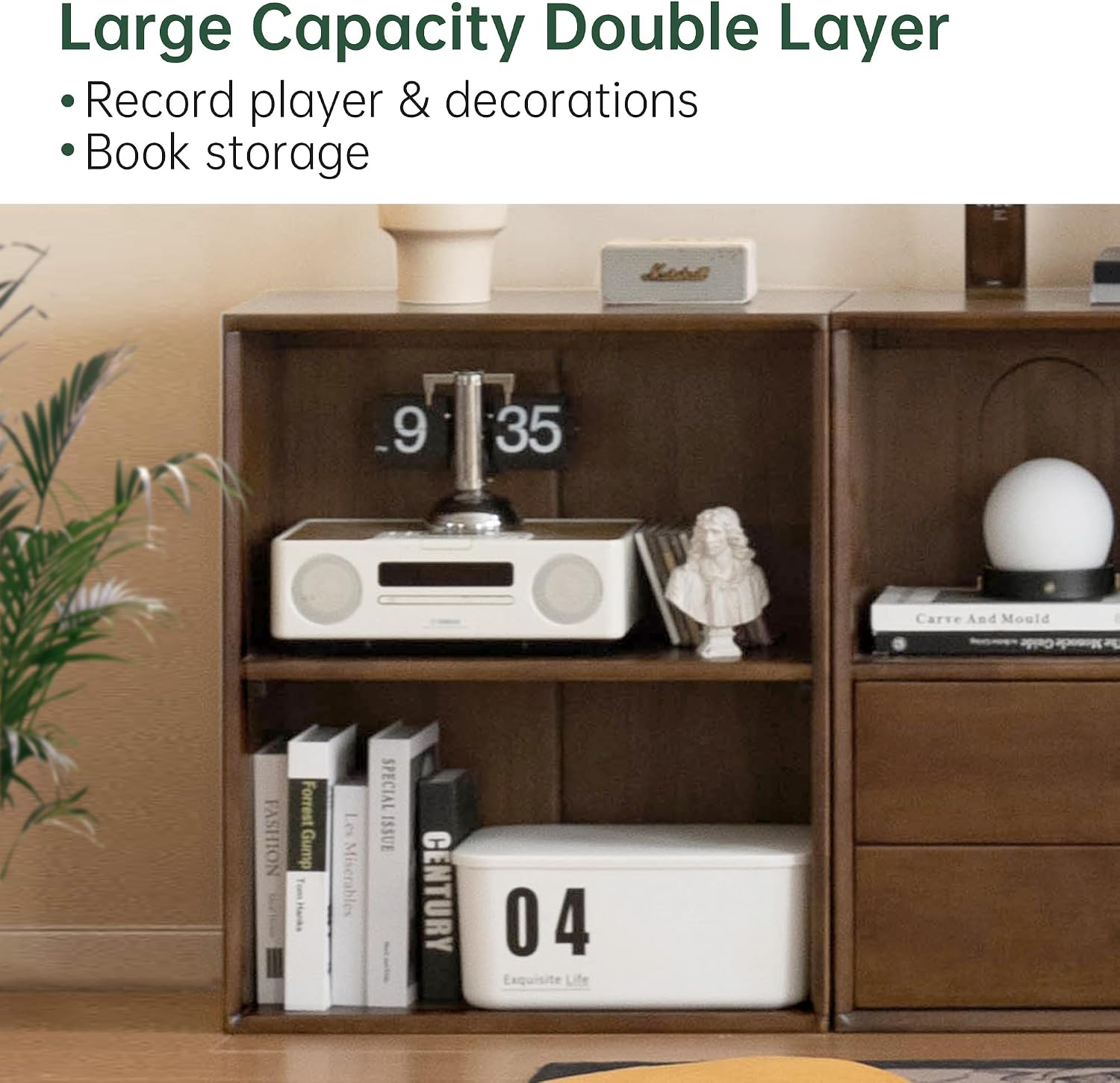 Rubberwood Solid Wood Modular Bookcase and TV Stand Combo