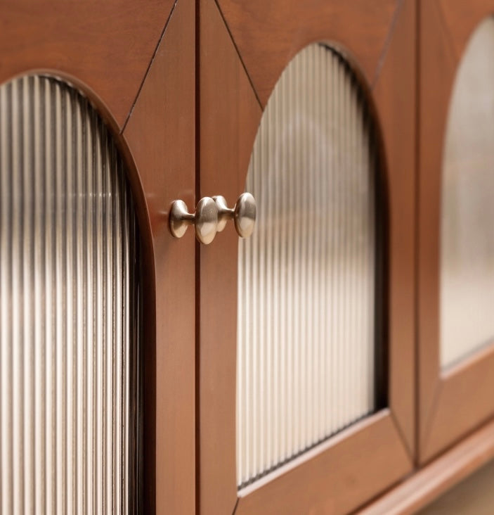 Poplar Solid Wood French Retro Glass TV Cabinet.