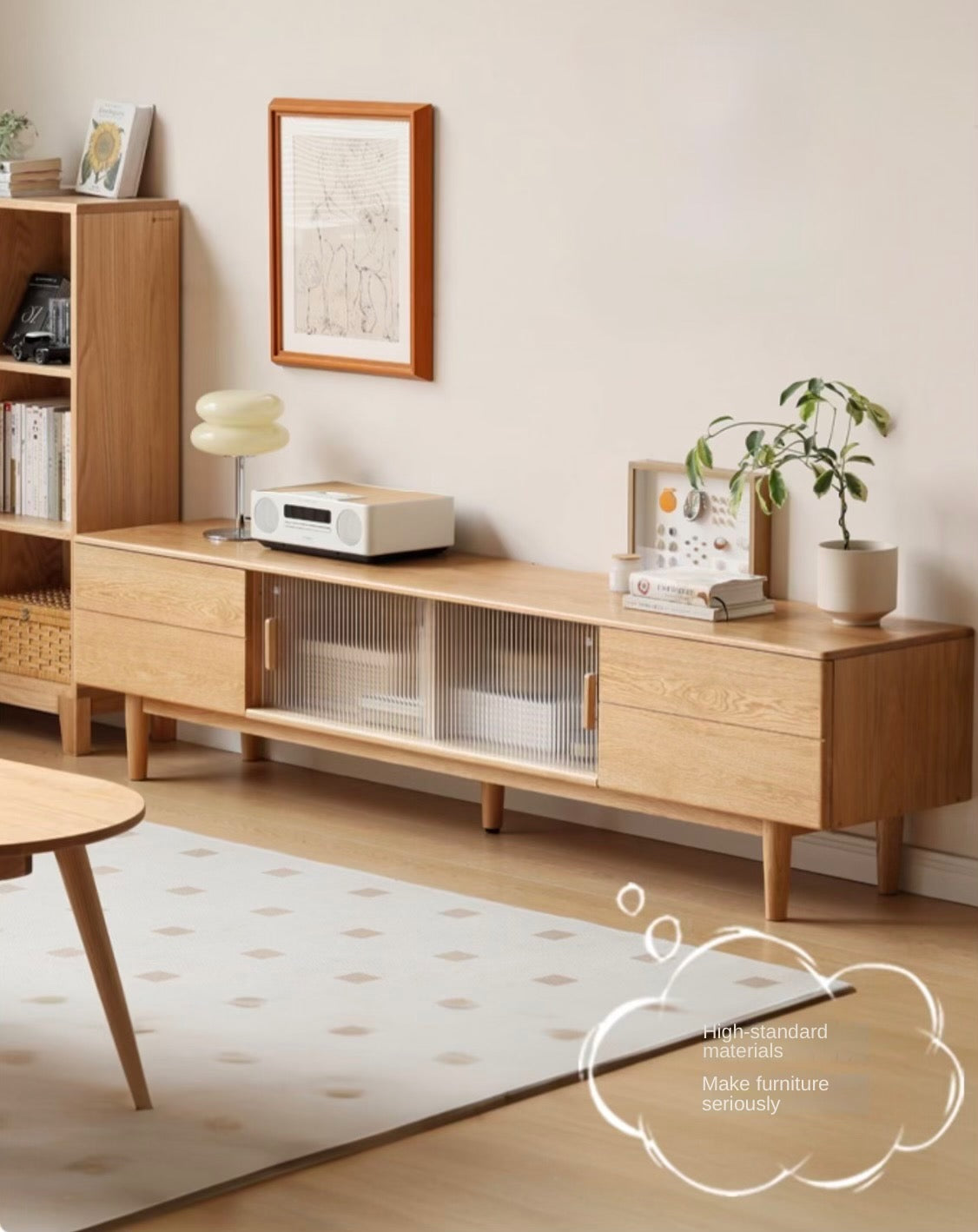 Ash, Oak Solid Wood TV Cabinet Modern.