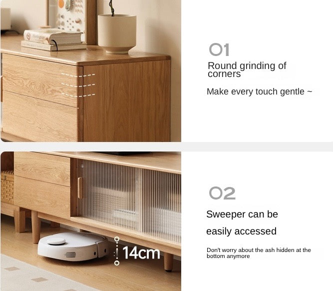 Ash, Oak Solid Wood TV Cabinet Modern.