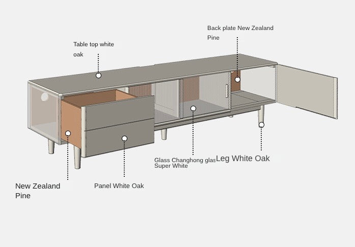 Ash, Oak Solid Wood TV Cabinet Modern.