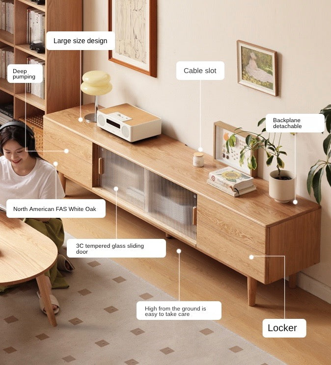 Ash, Oak Solid Wood TV Cabinet Modern.