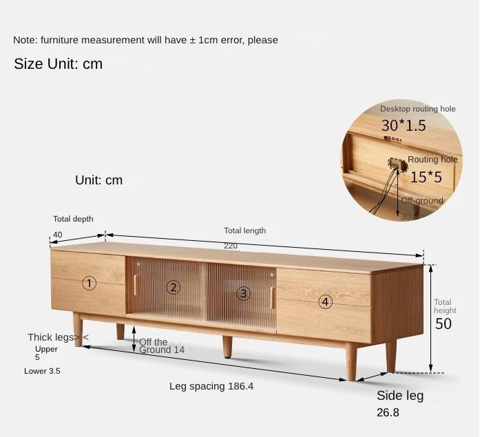 Ash, Oak Solid Wood TV Cabinet Modern.