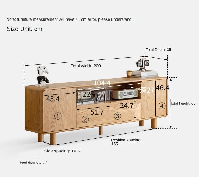 Oak Solid Wood Tall TV Cabinet.