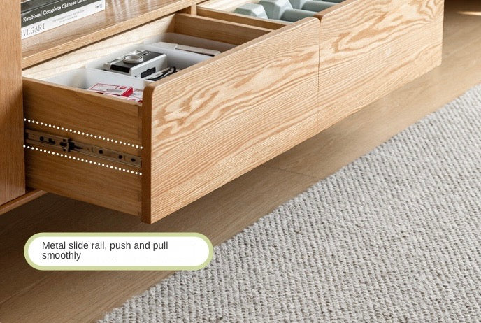 Oak Solid Wood Tall TV Cabinet.