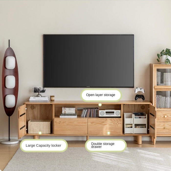 Oak Solid Wood Tall TV Cabinet.