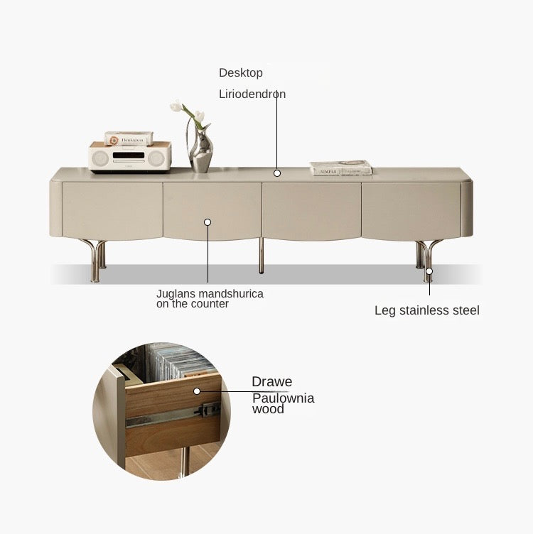 Poplar Solid Wood Elegantly TV Cabinet Light Luxury.