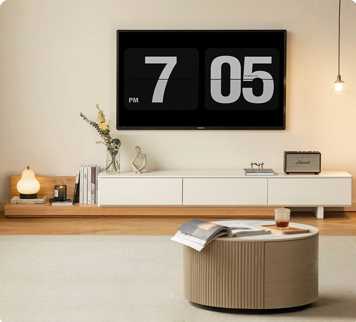 Oak, Poplar Solid Wood Retractable Floor TV Cabinet-