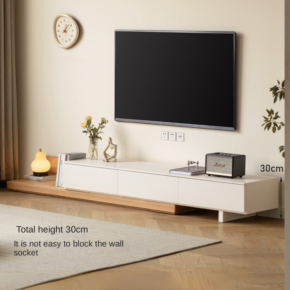 Oak, Ash, Poplar Solid Wood Retractable Floor TV Cabinet.
