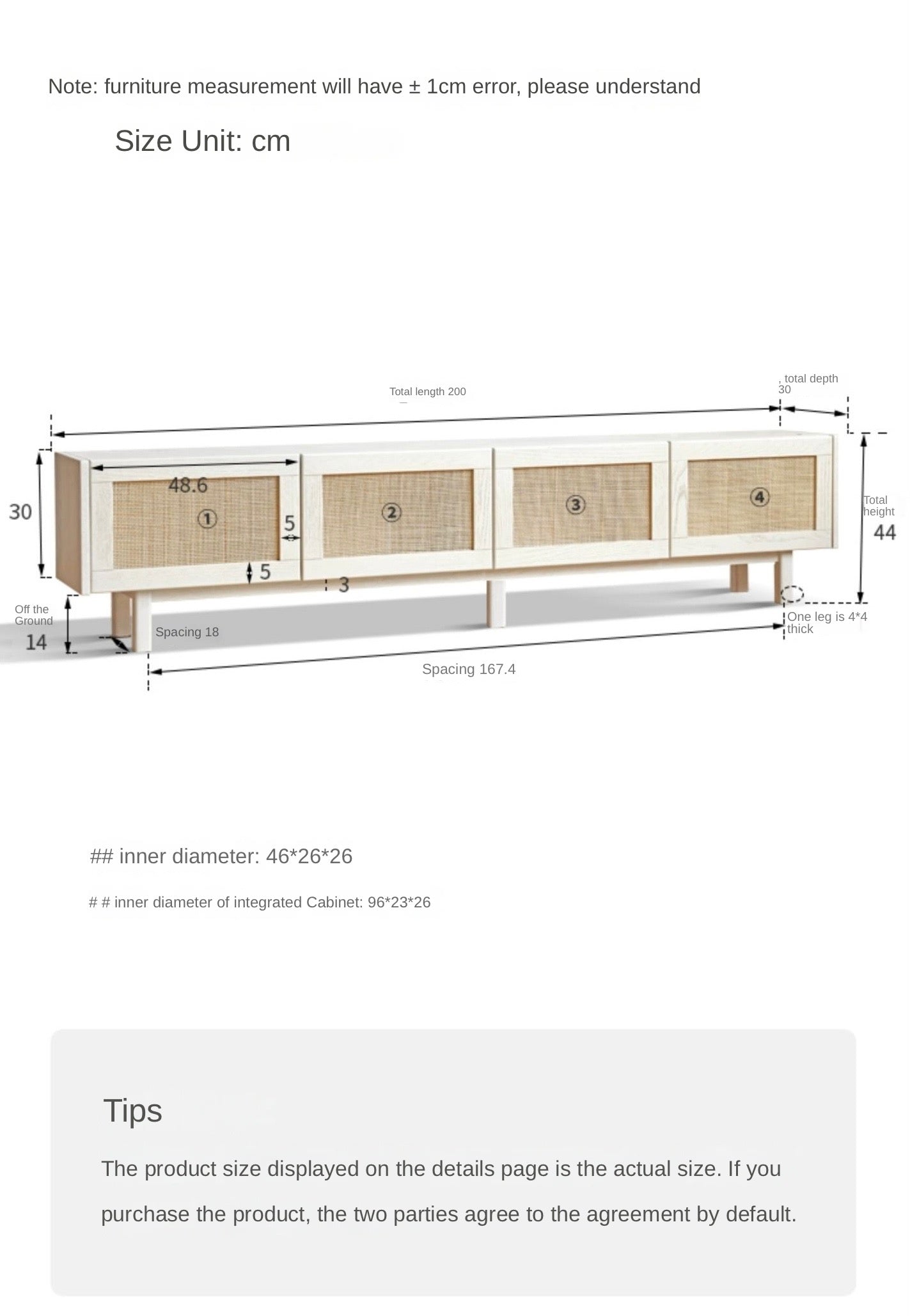 Ash Solid Wood Rattan TV Cabinet Cream Style LED Lights.