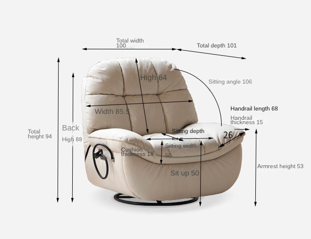Electric Recliner Modern Casual Single Chair 240° rotation