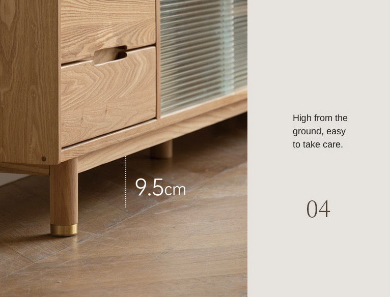 Ash, Oak Solid Wood Sliding Door TV Stand.