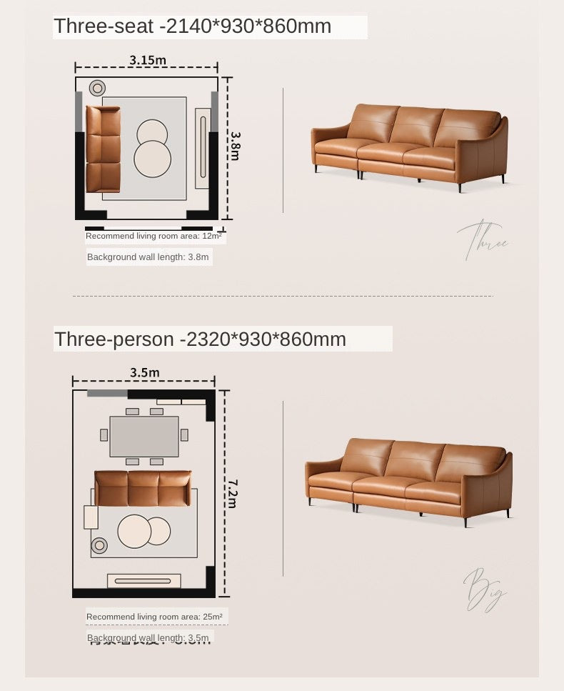 Leather Sofa Genuine Cowhide.