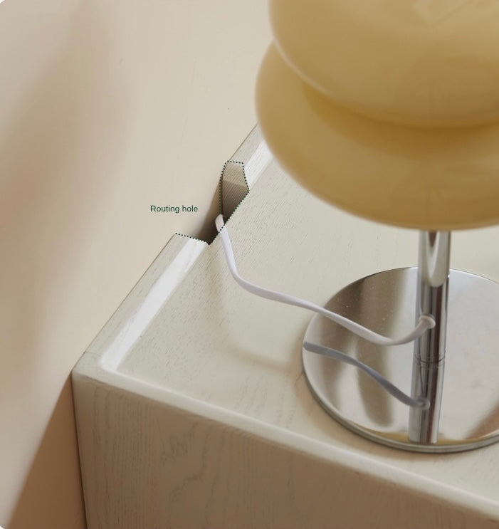 Ash Solid Wood Cream White nightstand"