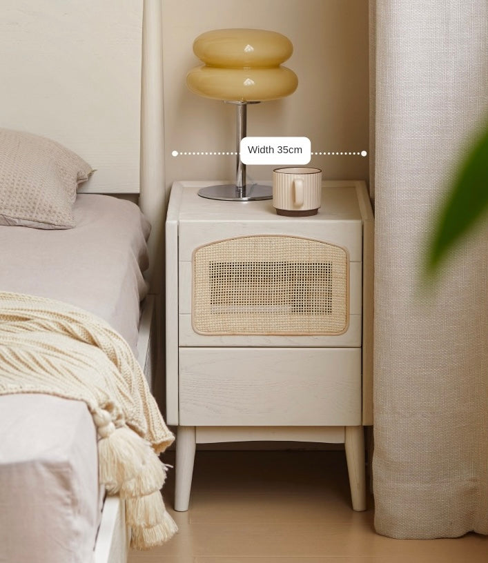 Ash Solid Wood Cream White nightstand"