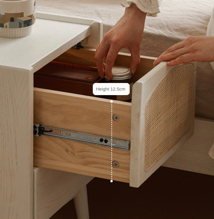 Ash Solid Wood Cream White nightstand"